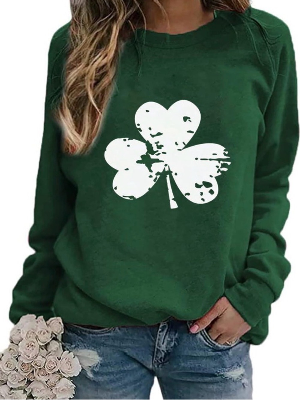 Women's Green Shamrock Graphic Sweatshirt